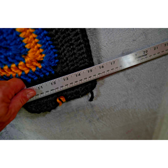 Handmade Crochet Granny Square Tank Top Black Blue Yellow S/M Boho Festival Knit - Picture 4 of 6